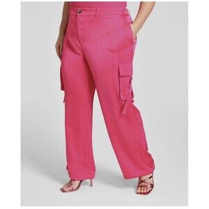 Nina Parker Women's Pink Trendy Straight-Leg Cargo Pants, Plus Size 26W New